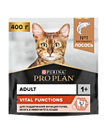 Сухой корм PRO PLAN® VITAL FUNCTIONS для взрослых кошек для поддержания функций почек, мозга и иммунитета с лососем, 400 г