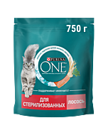 Сухой корм PURINA ONE® для стерилизованных кошек и кастрированных котов с лососем 750 г