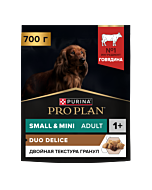 Сухой корм PRO PLAN® DUO DELICE для взрослых собак мелких и карликовых пород с превосходным вкусом и двойной текстурой гранул с говядиной, 700 г
