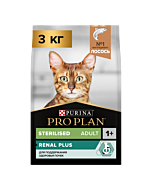Сухой корм PRO PLAN® Sterilised RENAL PLUS для взрослых стерилизованных кошек для поддержания здоровья почек с лососем, 3 кг