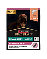 Сухой корм PRO PLAN® SENSITIVE SKIN для взрослых собак мелких и карликовых пород с чувствительной кожей с лососем, 700 г