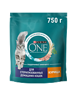 Сухой корм PURINA ONE® для стерилизованных домашних кошек с курицей 750 г