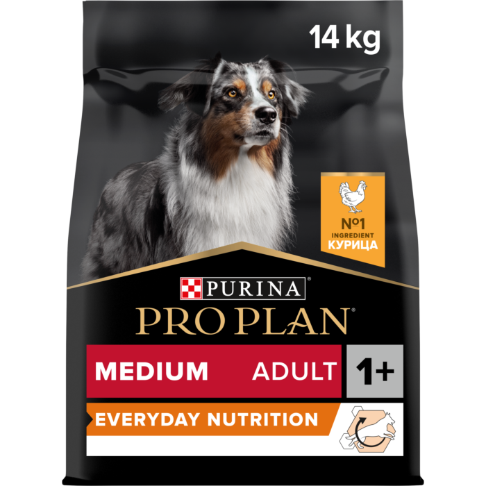 Сухой корм PRO PLAN® для взрослых собак средних пород, с высоким содержанием курицы 14 кг
