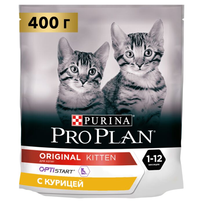 Купить Сухой корм Pro Plan® для котят от 1 до 12 месяцев с курицей, пакет,  400 г -официальный интернет-магазин Purina