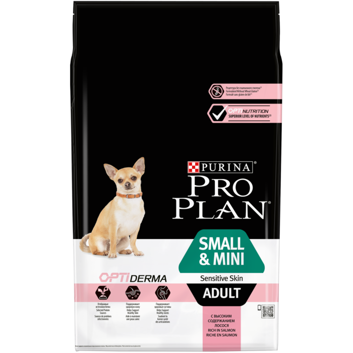 Сухой корм PRO PLAN® для взрослых собак мелких и карликовых пород с чувствительной кожей, с высоким содержанием лосося 7 кг