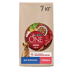 Сухой корм Purina ONE® МИНИ для взрослых собак мелких пород с говядиной и с рисом, 7кг