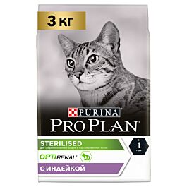 Купить Сухой корм Pro Plan® для стерилизованных кошек и кастрированных котов, индейка, пакет, 3 кг -официальный интернет-магазин Purina