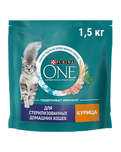 Сухой корм Purina ONE® для стерилизованных домашних кошек с курицей 1,5 кг