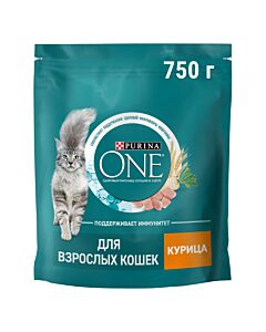 Сухой корм Purina ONE® для взрослых кошек с курицей 750 г