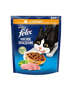 Сухой корм для кошек Felix Мясное объедение с курицей 600 г