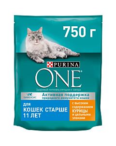 Сухой корм Purina ONE® для кошек старше 11 лет с курицей 750 г