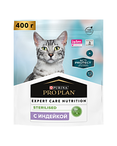 Сухой корм PRO PLAN® ACTI-PROTECT® для стерилизованных кошек и кастрированных котов с индейкой, 400г