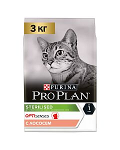 Сухой корм PRO PLAN® Sterilised VITAL FUNCTIONS для стерилизованных кошек для поддержания функций почек, мозга и иммунитета с лососем, 3 кг