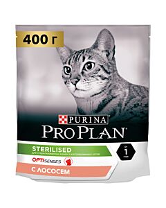 Сухой корм для кошек Pro Plan Sterilised для стерилизованных кошек с лососем 400 г