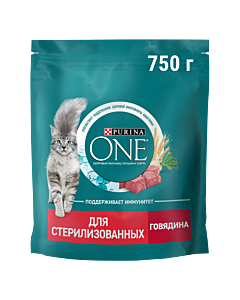 Сухой корм PURINA ONE® для стерилизованных кошек и кастрированных котов с говядиной 750 г