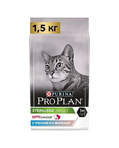 Сухой корм для кошек Pro Plan Sterilised для стерилизованных кошек с треской и форелью 1.5 кг
