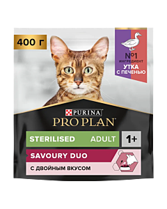 Сухой корм для кошек Pro Plan Sterilised для стерилизованных кошек с уткой и печенью 400 г