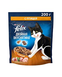 Сухой корм Felix Двойная Вкуснятина для взрослых кошек, с птицей 200г