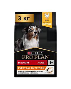 Сухой корм PRO PLAN® для взрослых собак средних пород, с высоким содержанием курицы 3 кг