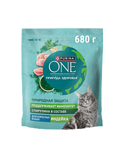 Сухой корм PURINA ONE® Природа Здоровья® для взрослых кошек с индейкой 680 г