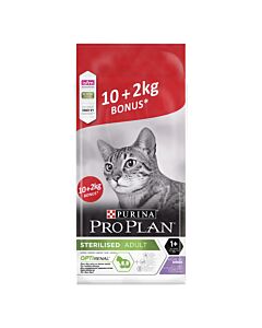 Сухой корм PRO PLAN® для стерилизованных кошек, с индейкой, 10 кг + 2 кг в подарок