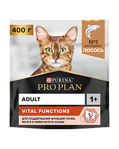 Сухой корм PRO PLAN® VITAL FUNCTIONS для взрослых кошек для поддержания функций почек, мозга и иммунитета с лососем, 400 г