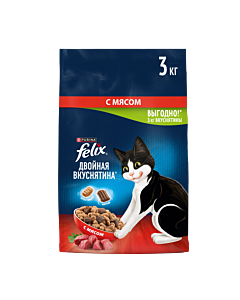 Сухой корм FELIX® Двойная Вкуснятина для кошек с мясом 3 кг