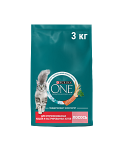 Сухой корм PURINA ONE® для стерилизованных кошек и кастрированных котов с лососем 3 кг