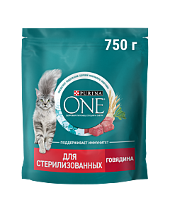 Сухой корм Purina ONE® для стерилизованных кошек и кастрированных котов с говядиной 750 г