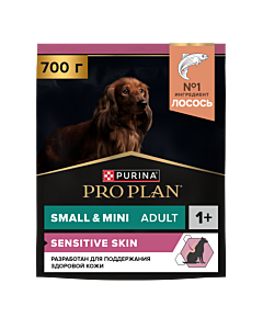 Сухой корм PRO PLAN® SENSITIVE SKIN для взрослых собак мелких и карликовых пород с чувствительной кожей с лососем, 700 г