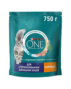 Сухой корм PURINA ONE® для стерилизованных домашних кошек с курицей 750 г