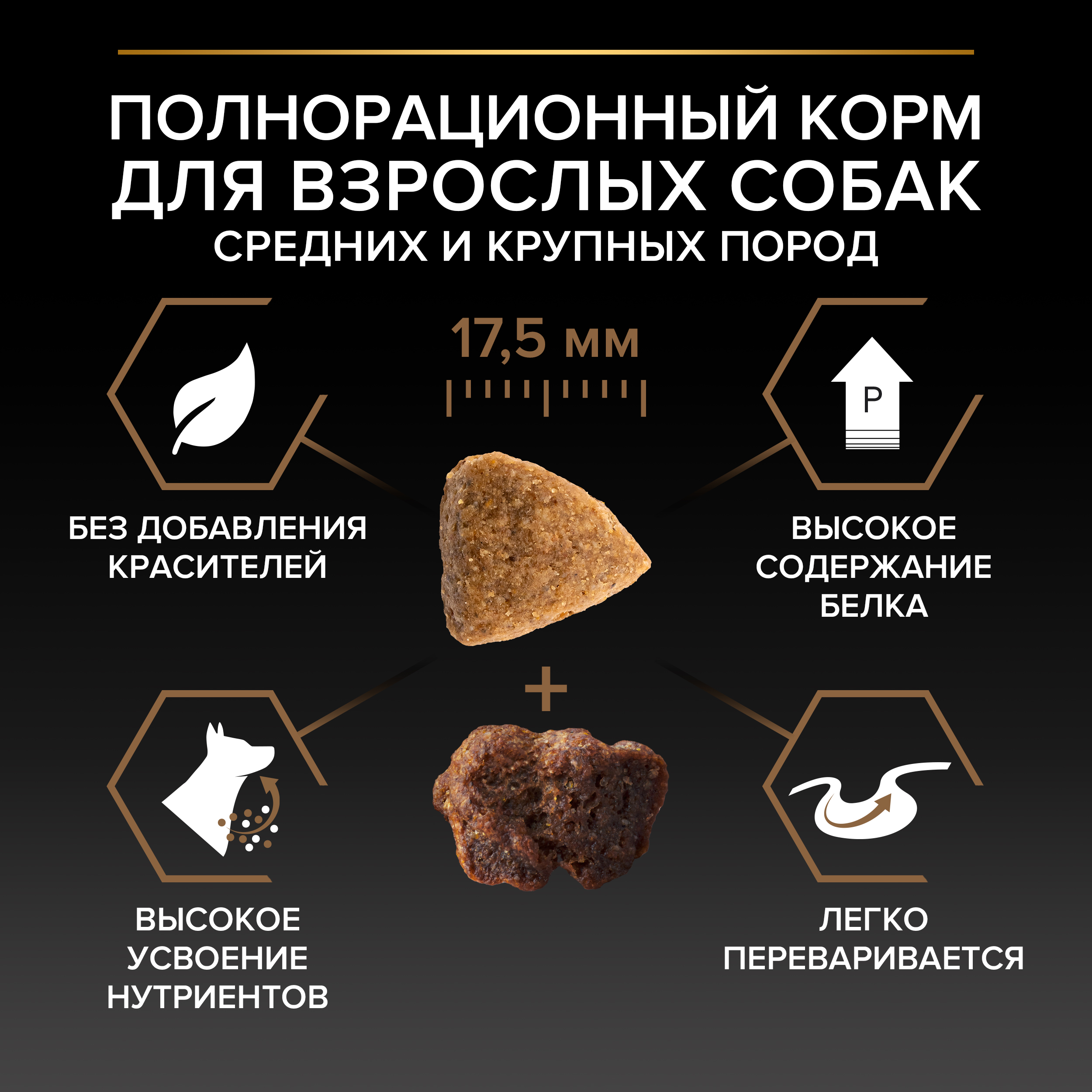 Сухой корм PRO PLAN® DUO DELICE для взрослых собак средних и крупных пород с превосходным вкусом и двойной текстурой гранул с говядиной, 2.5 кг