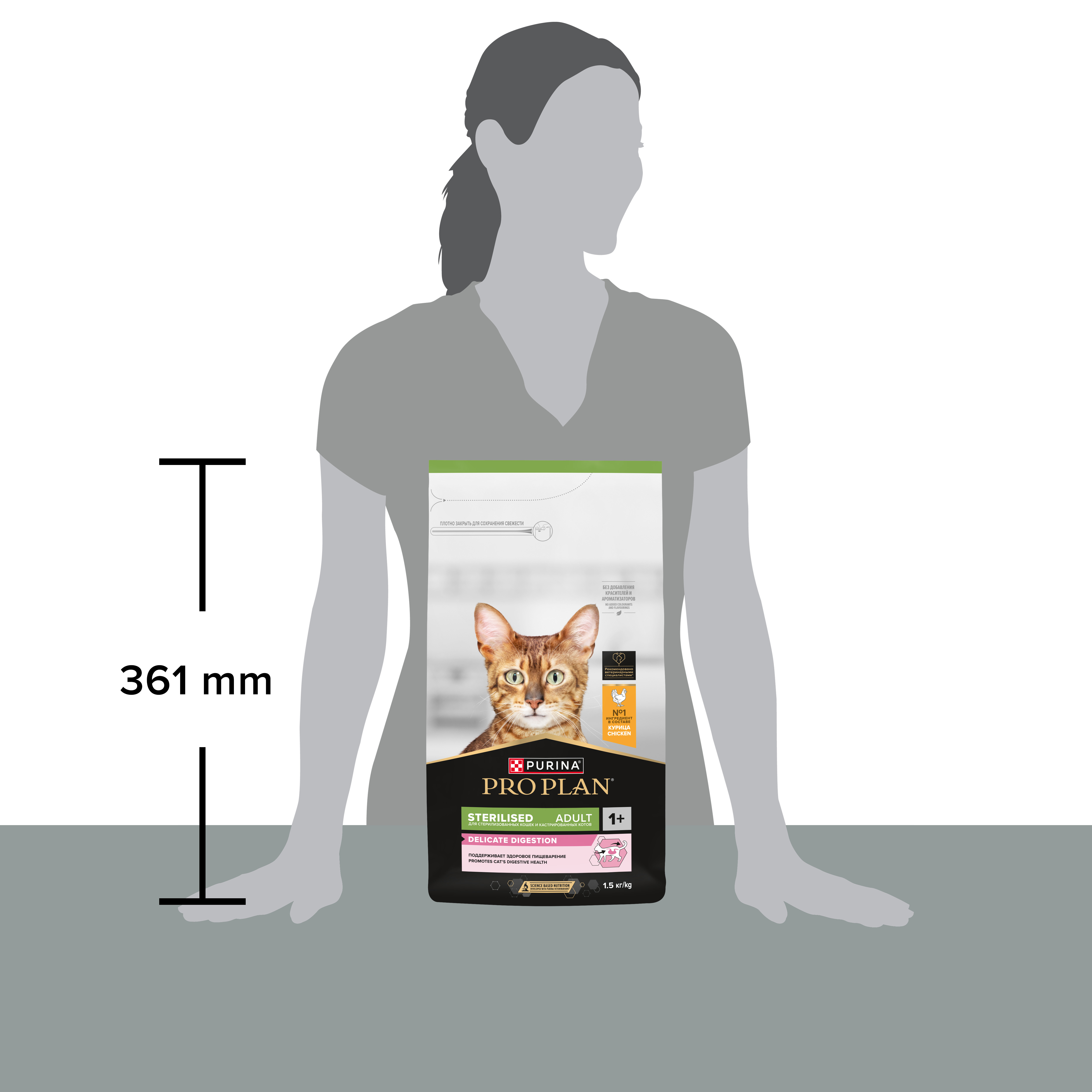 Сухой корм PRO PLAN® Sterilised DELICATE DIGESTION для взрослых стерилизованных кошек с чувствительным пищеварением, 1.5 кг