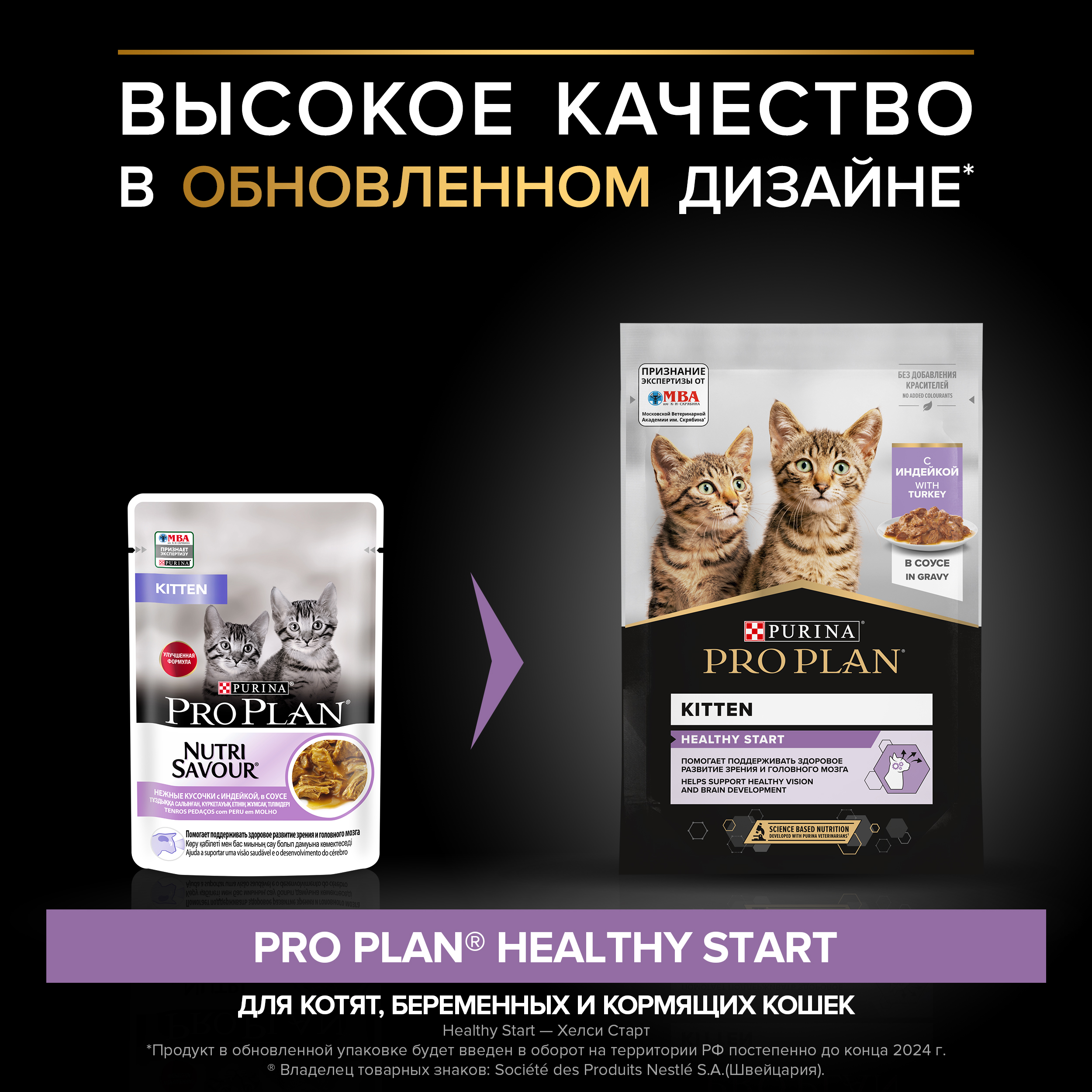Влажный корм PRO PLAN® HEALTHY START для котят, с индейкой в соусе, 85 г x 26 шт
