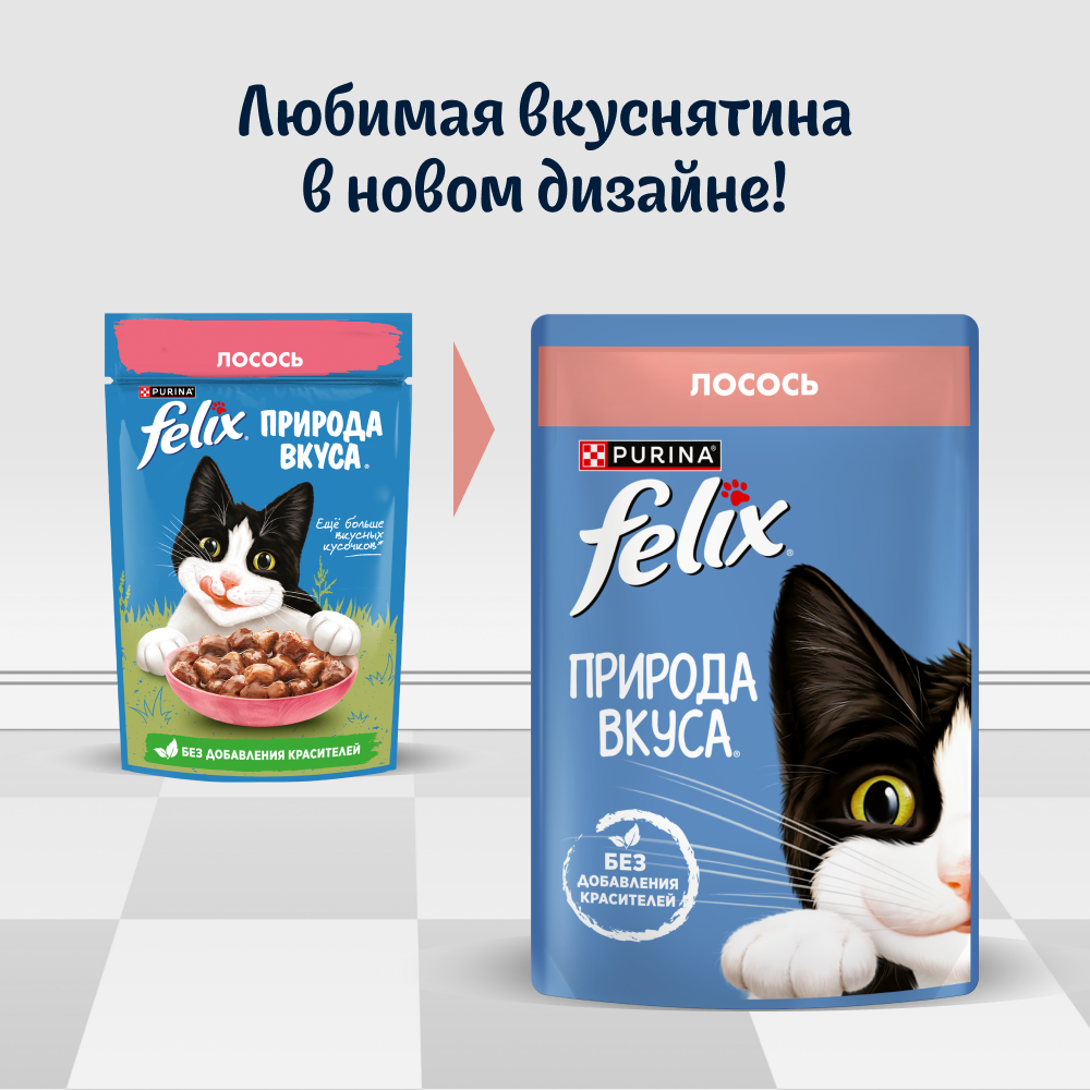 Влажный корм FELIX® Природа вкуса для кошек с лососем в соусе 75 г х 26 шт