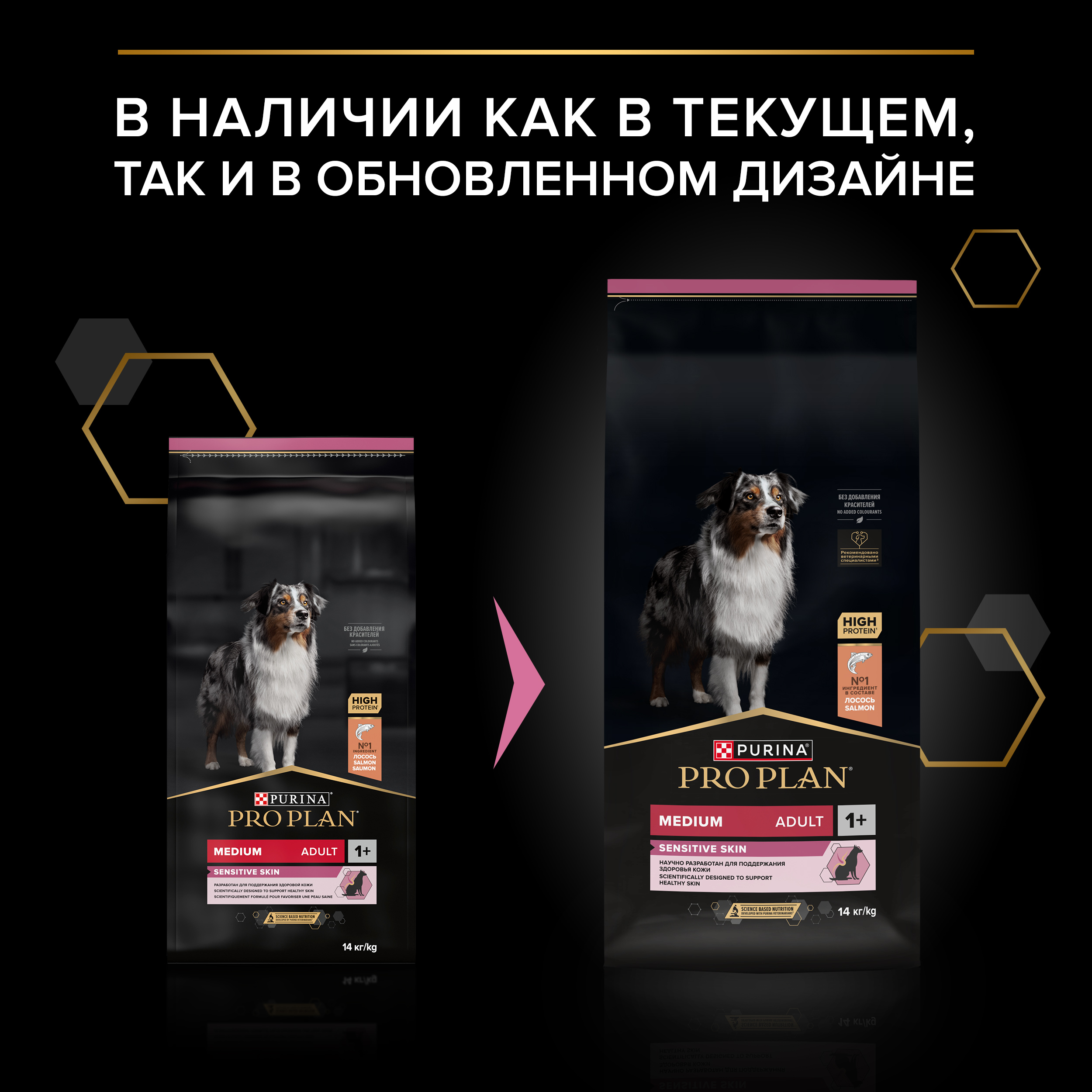 Сухой корм PRO PLAN® SENSITIVE SKIN для взрослых собак средних пород с чувствительной кожей с лососем, 14 кг