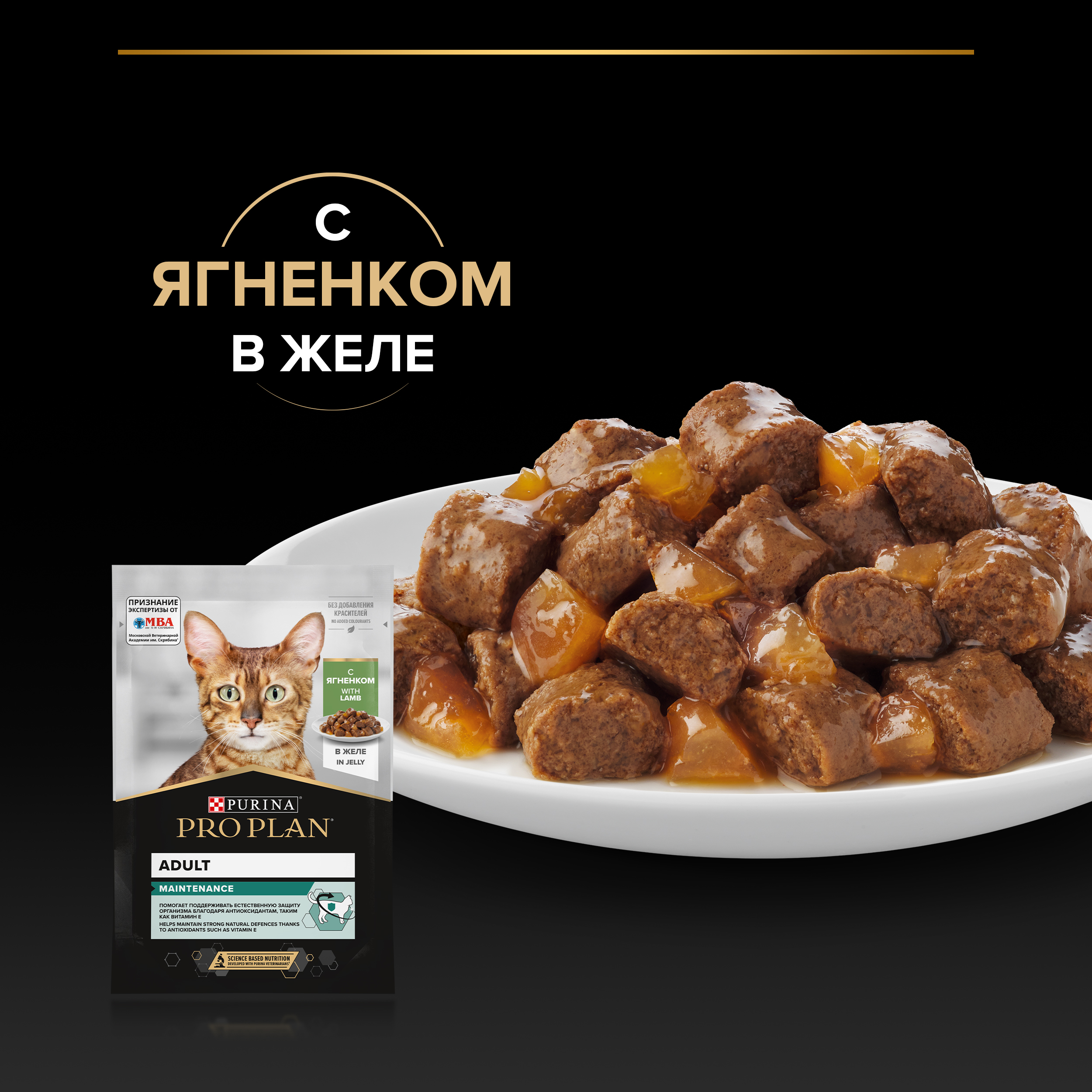 Влажный корм PRO PLAN® MAINTENANCE для взрослых кошек, с ягненком в желе, 85 г x 26 шт