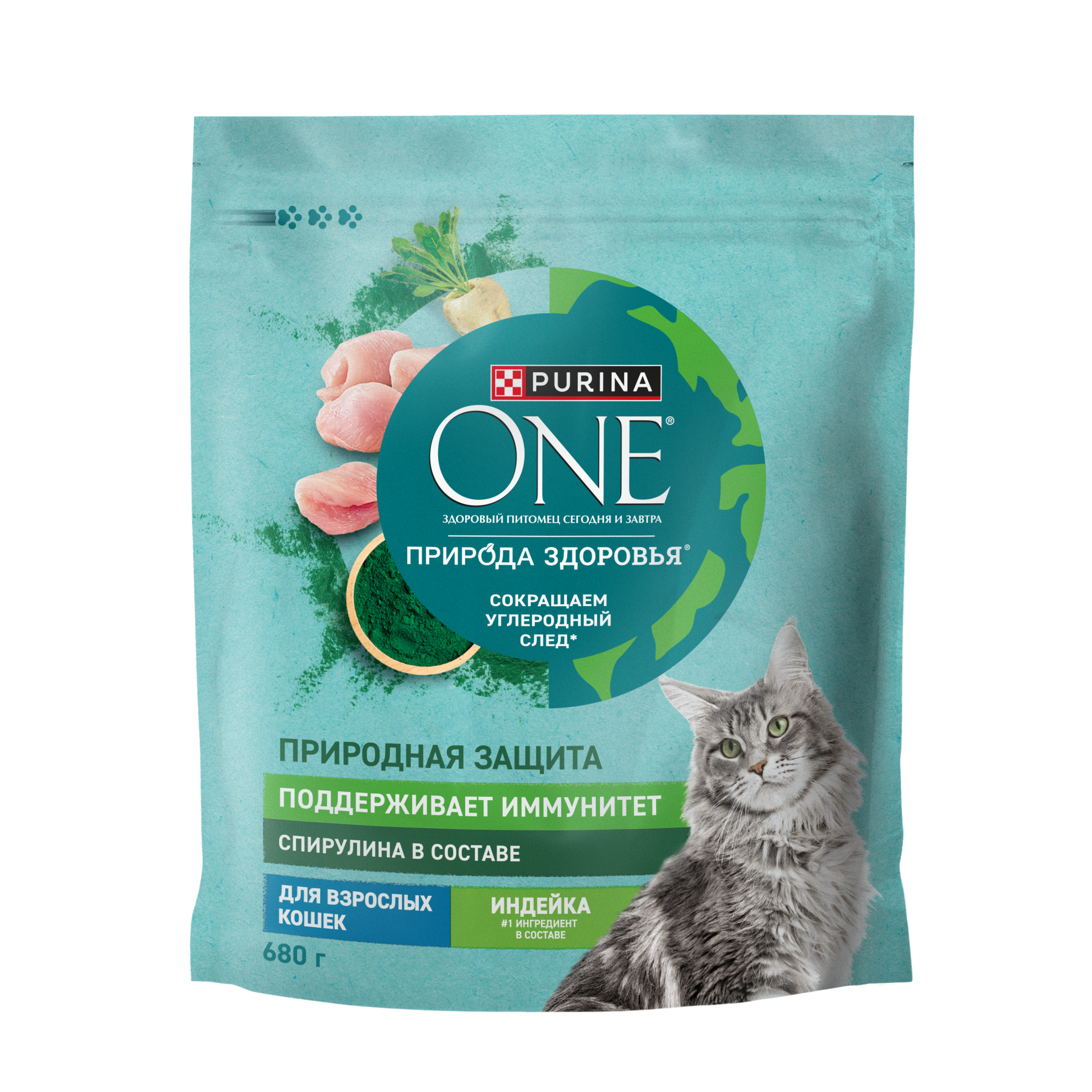 Сухой корм PURINA ONE® Природа Здоровья® для взрослых кошек с индейкой 680 г