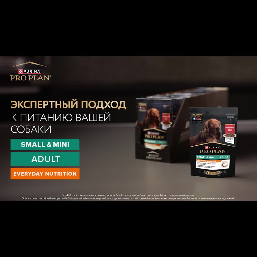 Влажный корм PRO PLAN® EVERYDAY NUTRITION для собак мелких и карликовых пород с говядиной, 85 г х 26 шт