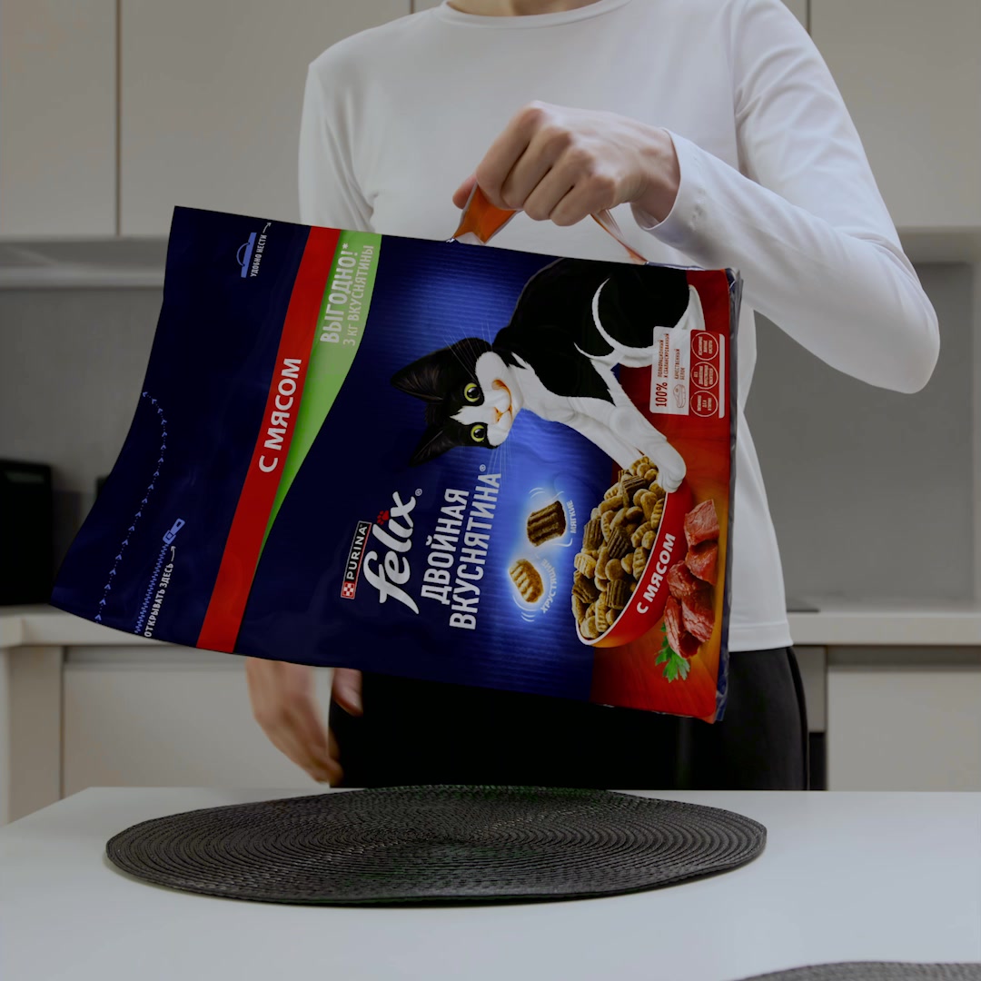 Сухой корм FELIX® Двойная Вкуснятина для кошек с мясом 3 кг